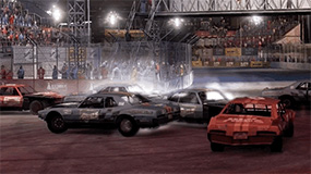 Cars battle to become the last one standing in Demolition Derby.
