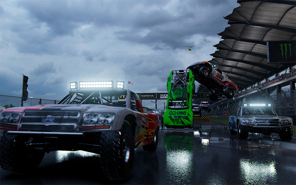<strong>INTENSE ON-TRACK RIVALRIES</strong> <span>Trading paint establishes other drivers as your nemeses, with feuds persisting into future races.</span>