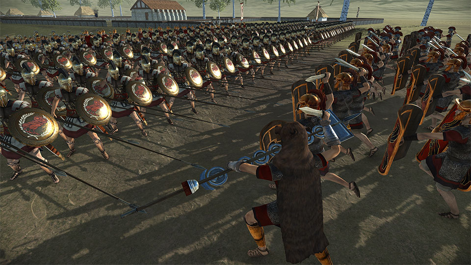 Greek Hoplites form an intimidating defensive wall.